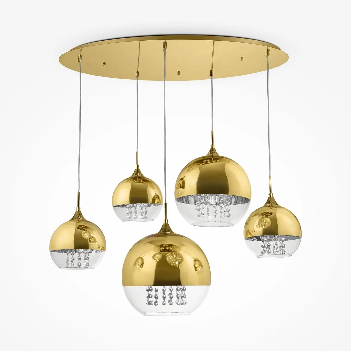 P140-PL-170-5-G Подвесной Светильник Pendant 0K IP 20 Металл, Стекло и Металл E27 Золото Прозрачный 60Вт