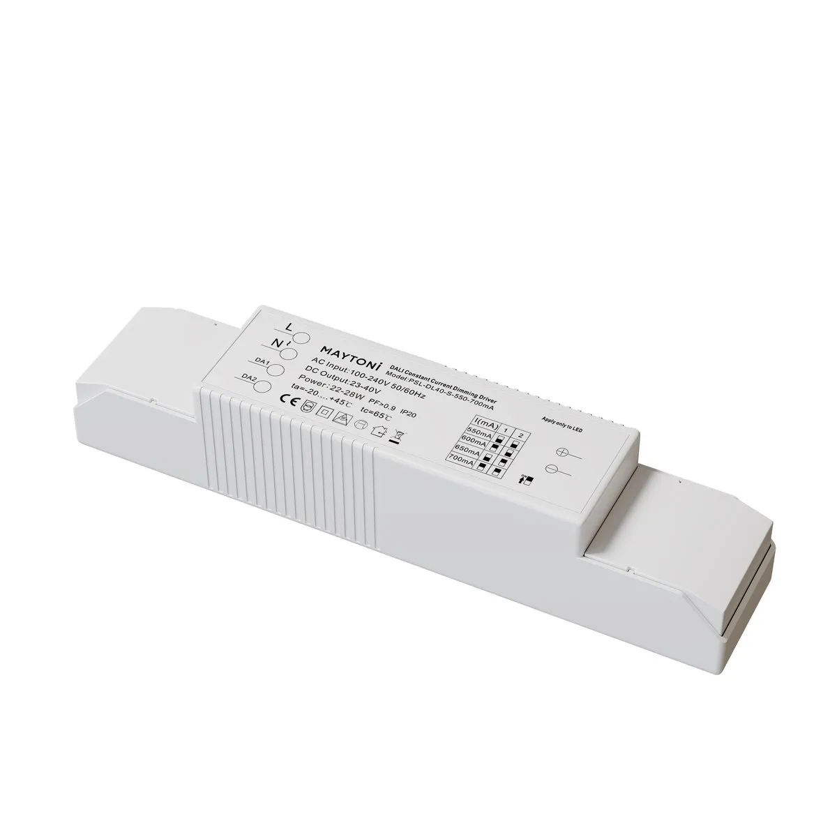 PSL-DL40-S-550-700mA Светильник DALI 0K 36° IP 20 Пластик Белый 28Вт