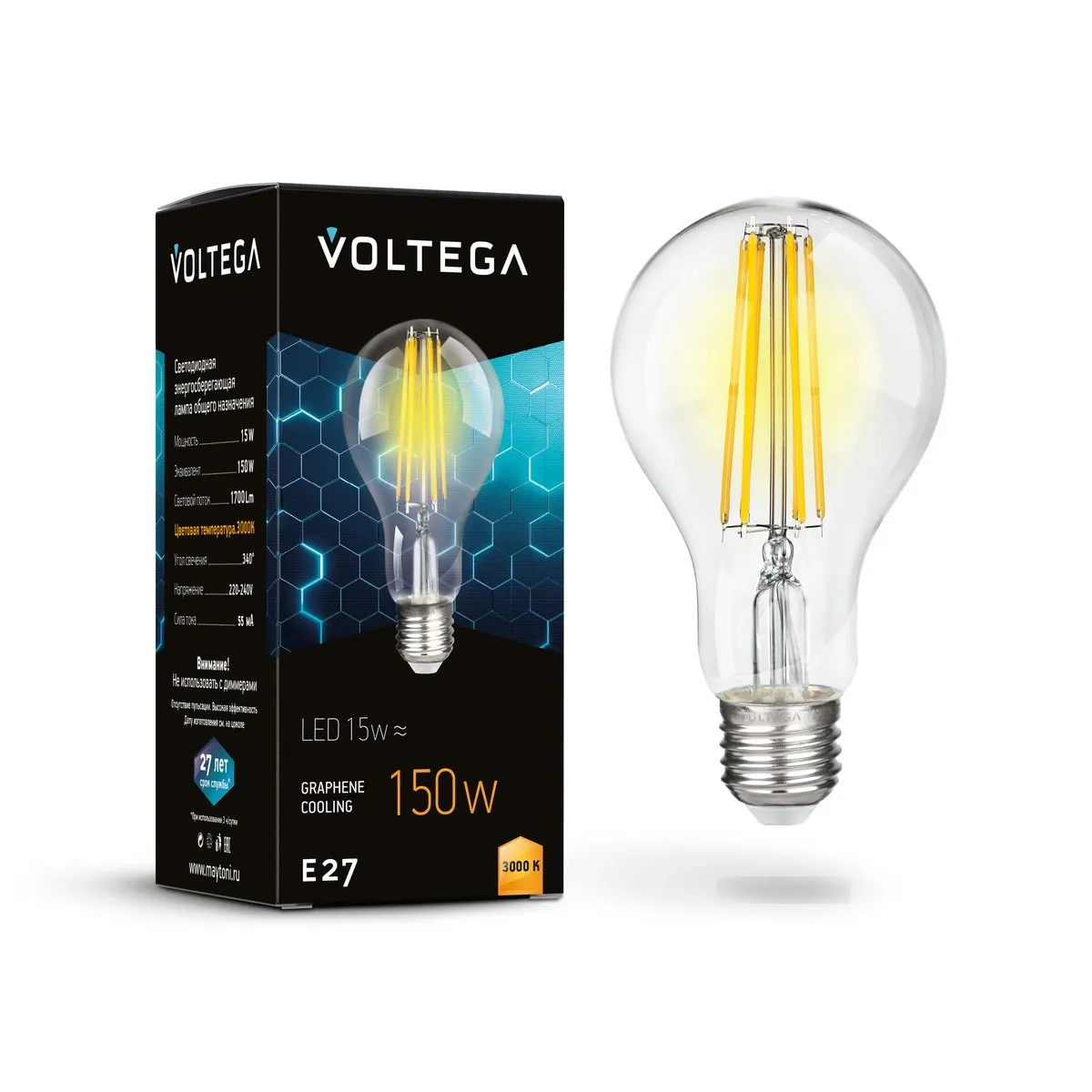 7226 Светильник Crystal 3000K 340.0° IP 20 Стекло E27 Прозрачный 12Вт