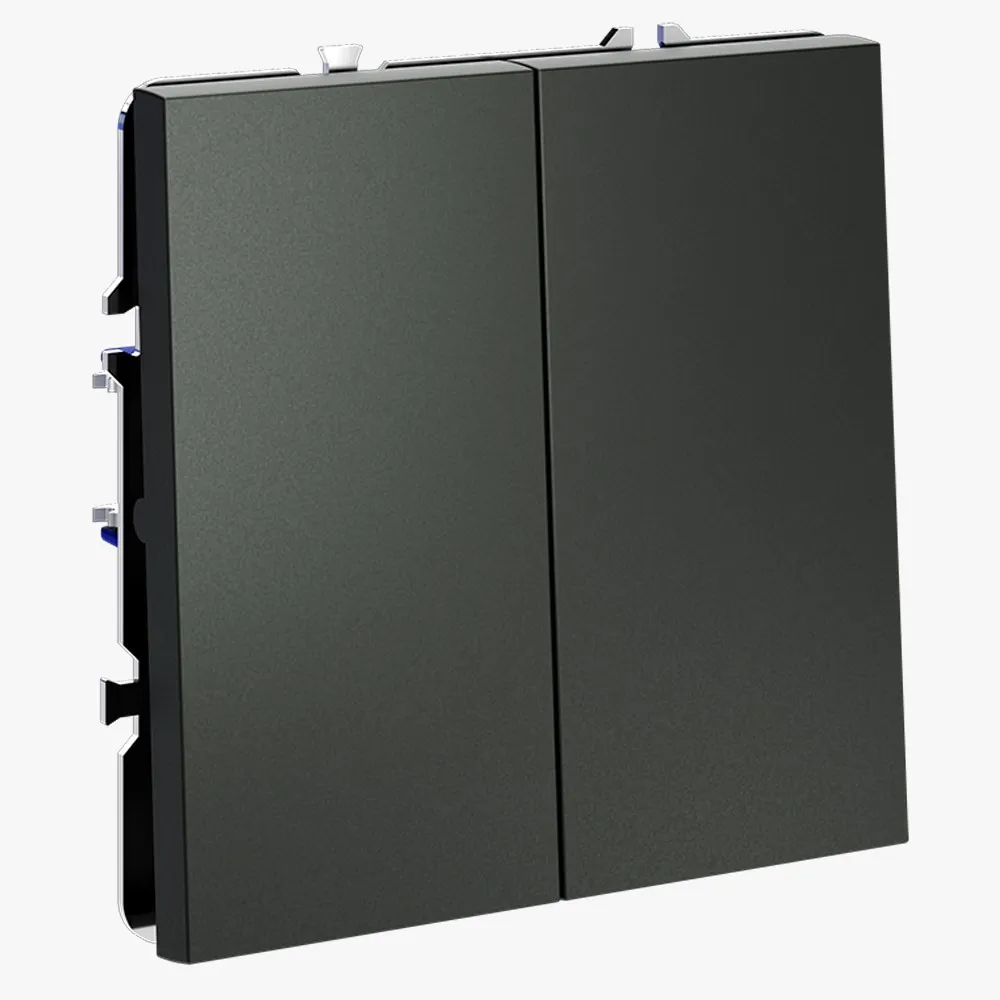 VLS020306 Проходной переключатель встраиваемый VOLTUM S70 двухклавишный 10А, (титан)