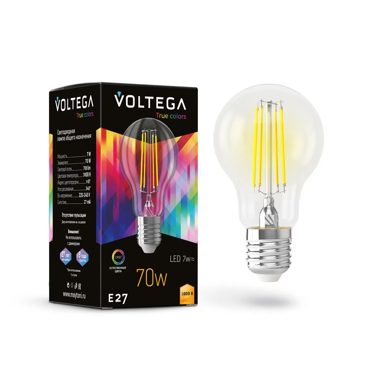 7217 Светильник Crystal 3000K 340.0° IP 20 Стекло E27 Прозрачный 6Вт