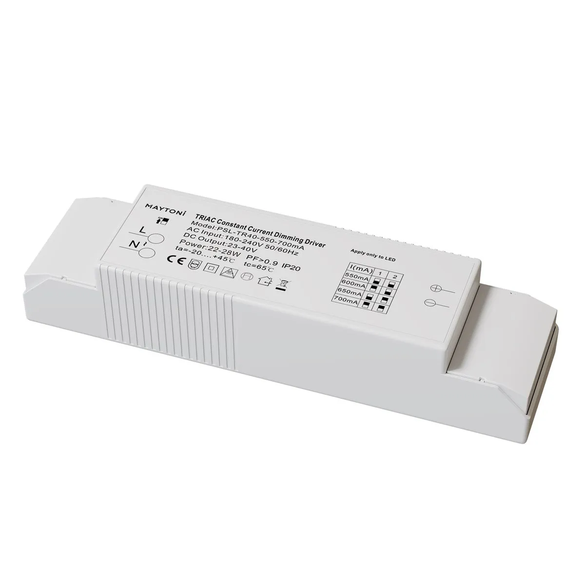 PSL-TR40-550-700mA Светильник TRIAC 0K 36° IP 20 Пластик Белый 28Вт