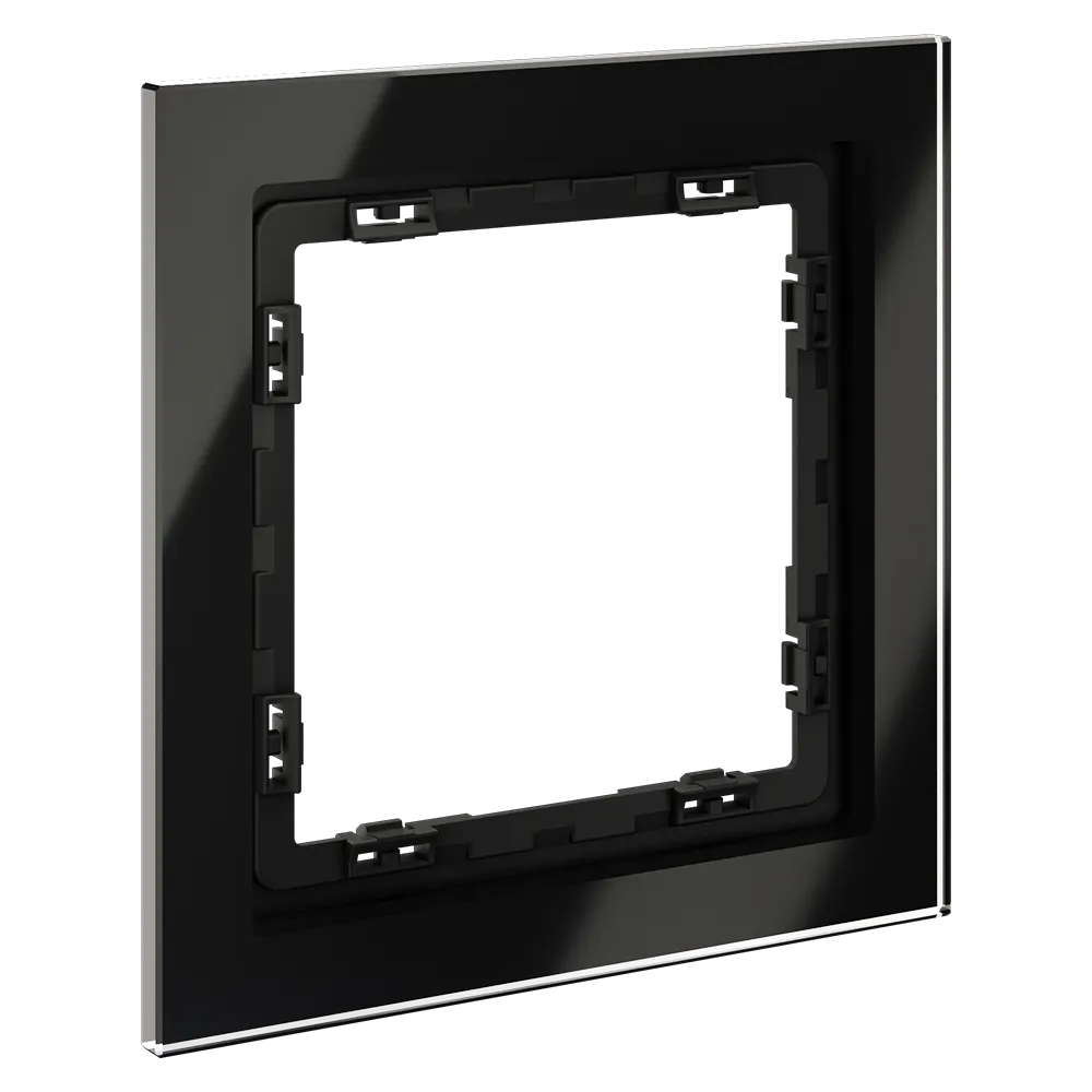 VLS110108 Рамка стеклянная VOLTUM S70 на 1 пост, (черный,стекло)