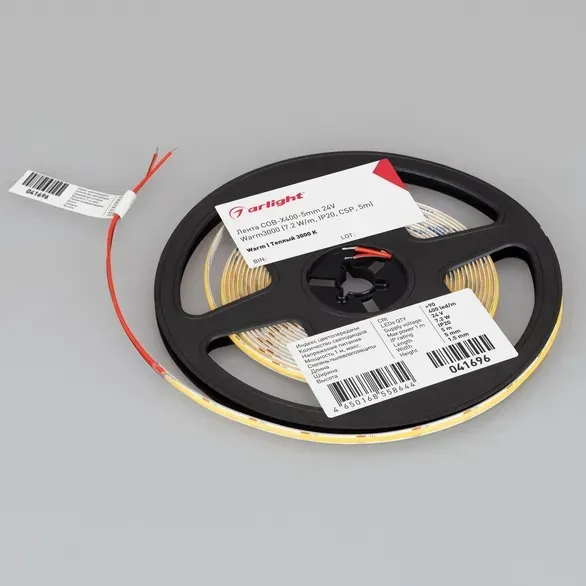 Светодиодная лента COB-X400-5mm 24V Warm3000 (7.2 W/m, IP20, CSP, 5m) (Arlight, -) 041696