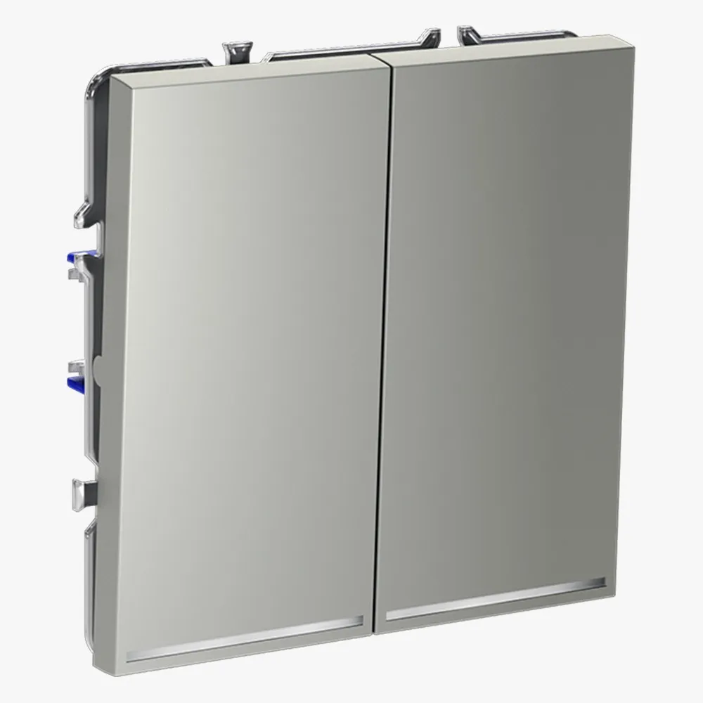 VLS020405 Проходной переключатель встраиваемый VOLTUM S70 двухклавишный с подсветкой 10А, (сталь)