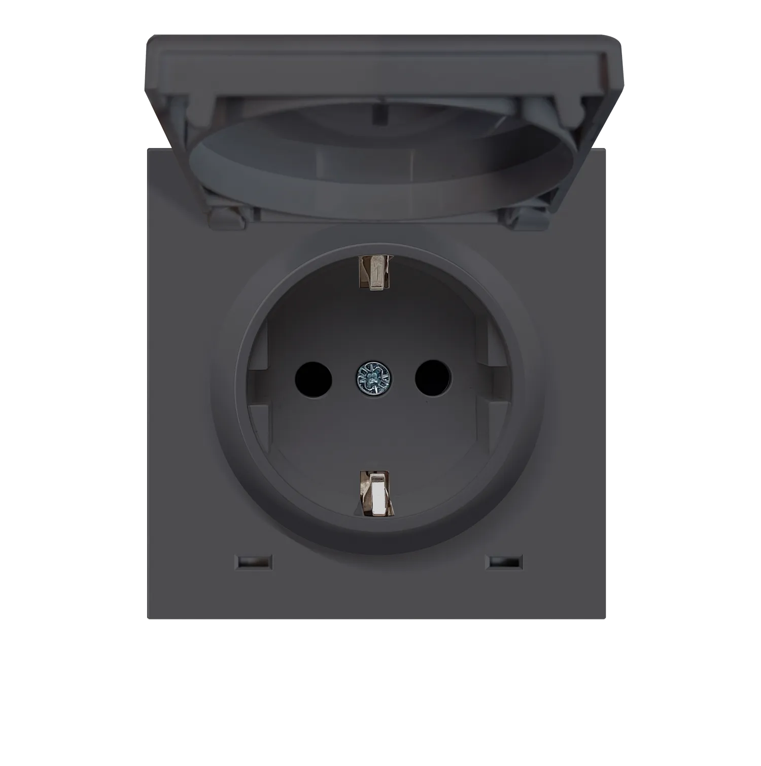 DA52028 Накладка для розетки Schuko с заземлением, с крышкой, 16A 250 В~, черный, серия R98