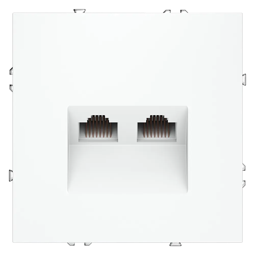 VLS060202 Розетка компьютерная встраиваемая VOLTUM S70 двойная RJ45+RJ45 кат.6, (белый матовый)