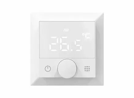 DTEF16WA Термостат с датчиком пола, программируемый, 16 A, 55*55 мм.белый, ручка настройки