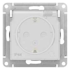 Влагозащищенная розетка электрическая IP44 со шторками с откидной крышкой Systeme Atlas Design (Белый) на винтовых зажимах ATN440146