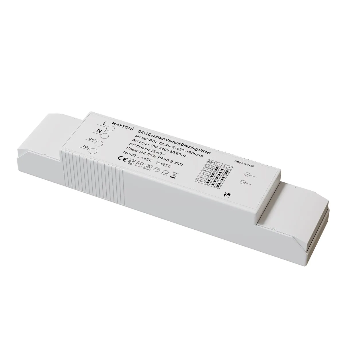PSL-DL40-S-950-1200mA Светильник DALI 0K 36° IP 20 Пластик Белый 48Вт