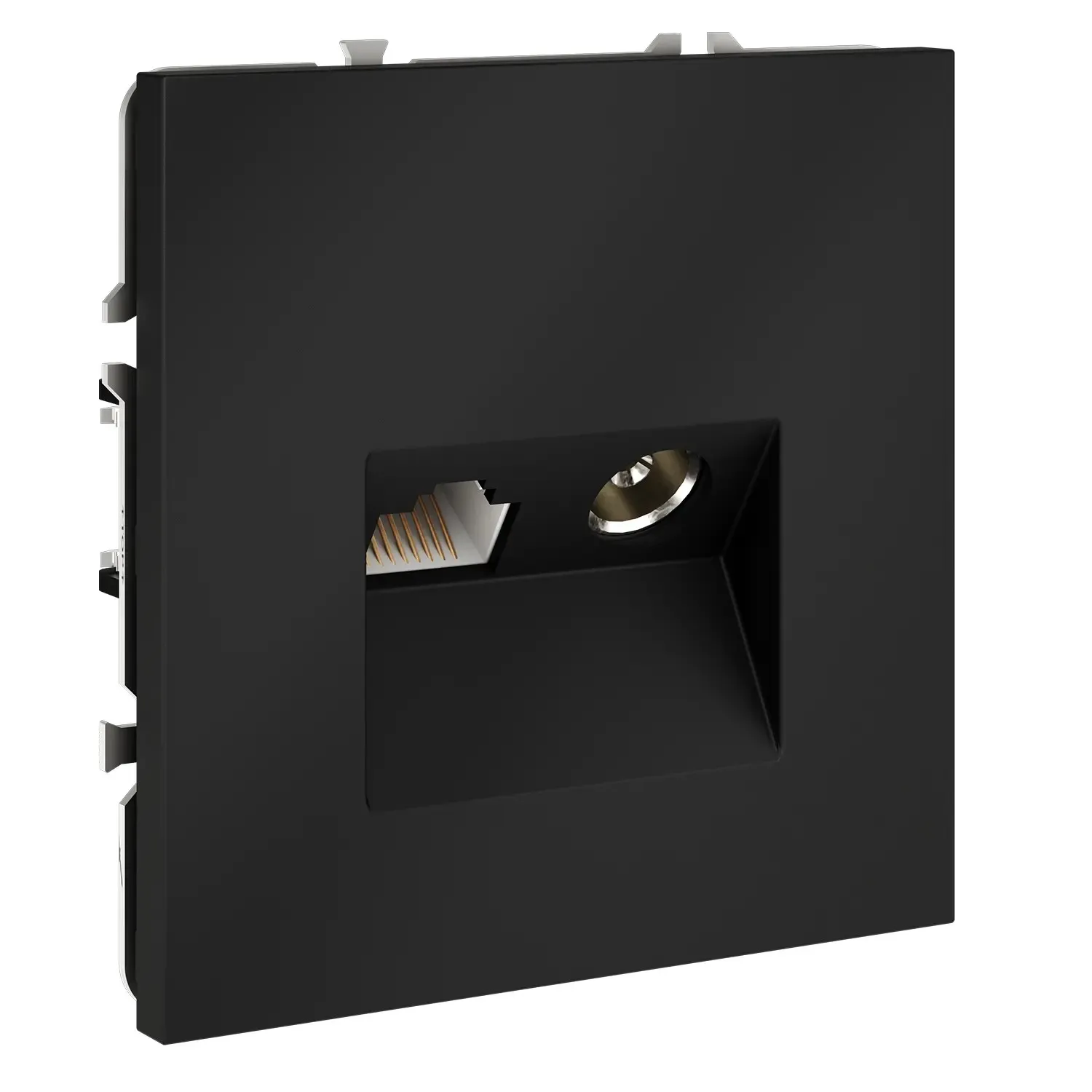 VLS060707 Розетка телевизионная встраиваемая VOLTUM S70 TV+RJ45 кат. 6, (графит)