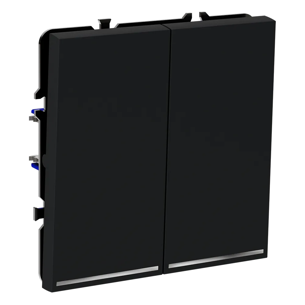 VLS020407 Проходной переключатель встраиваемый VOLTUM S70 двухклавишный с подсветкой 10А, (графит)