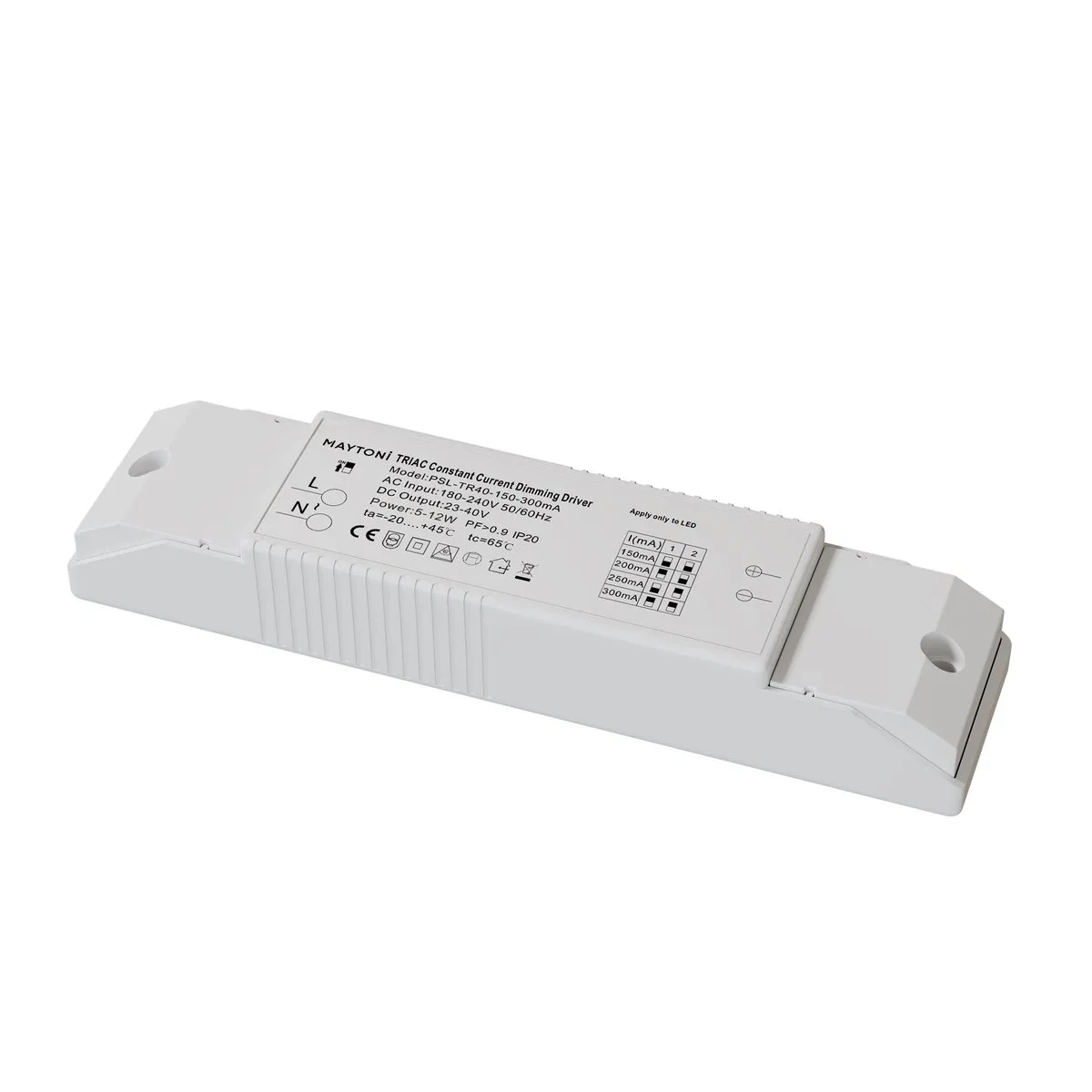 PSL-TR40-150-300mA Светильник TRIAC 0K 36° IP 20 Пластик Белый 12Вт