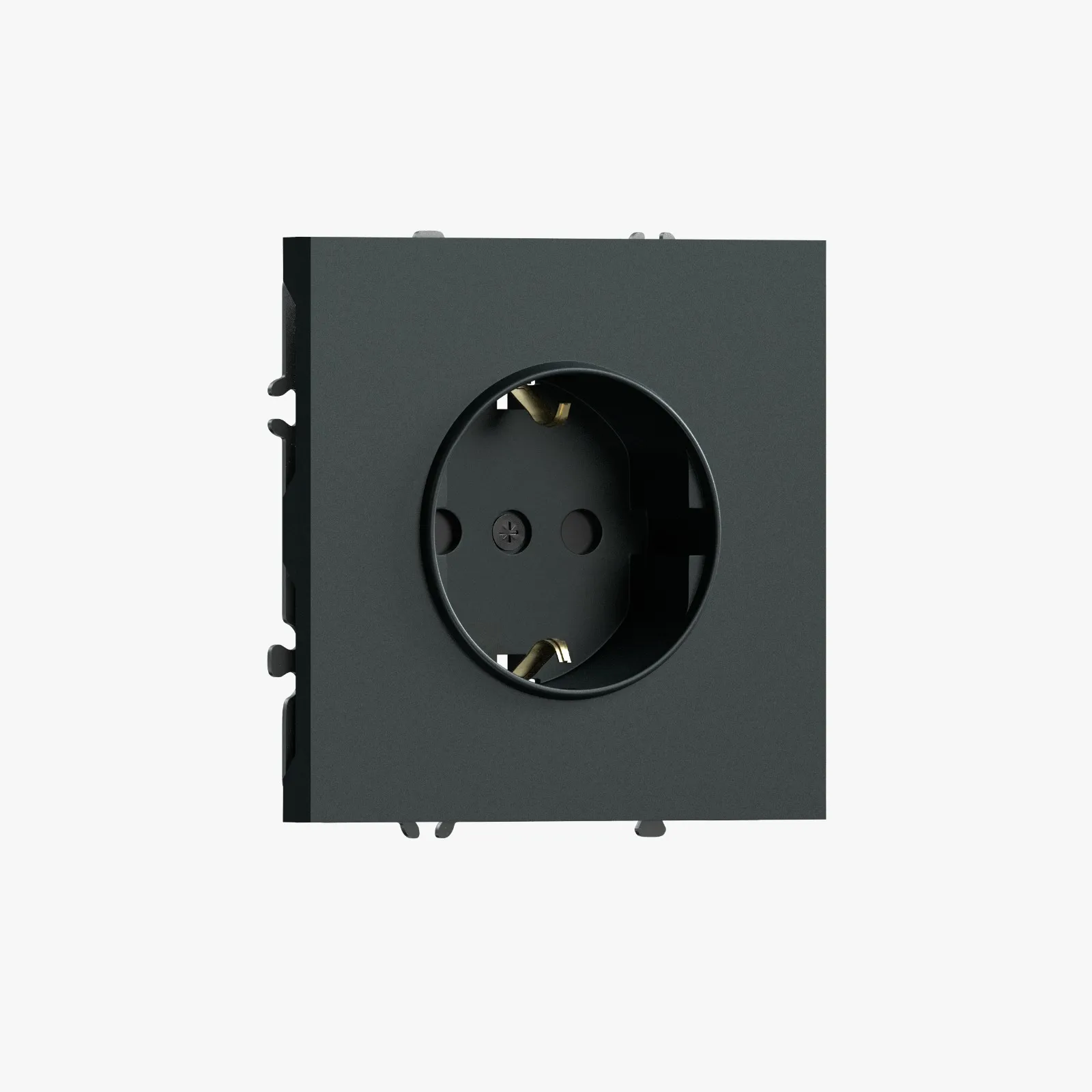 DB18800-DS22057 Розетка 220В с заземлением 1-я, со шторками, 16А, на винтах, черный графит Donel S08