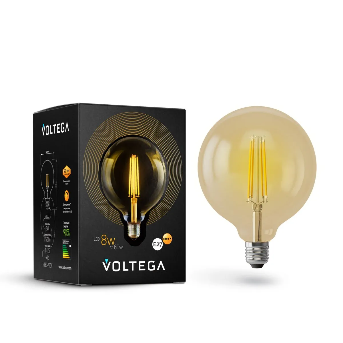 6838 Светильник Loft LED 2800K 360.0° Стекло E27 Тонированный
