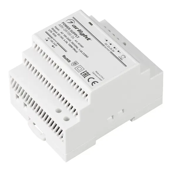 031087 Блок питания ARV-DR100-24 (24V, 4.2A, 100W) (Arlight, IP20 DIN-рейка)