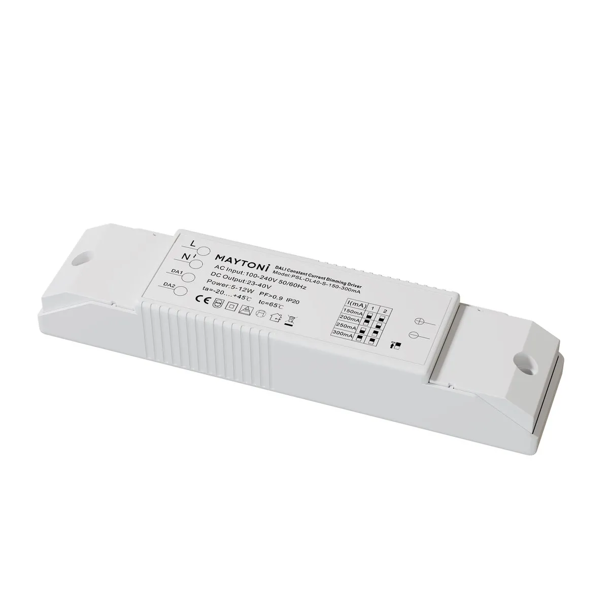 PSL-DL40-S-150-300mA Светильник DALI 0K 36° IP 20 Пластик Белый 12Вт