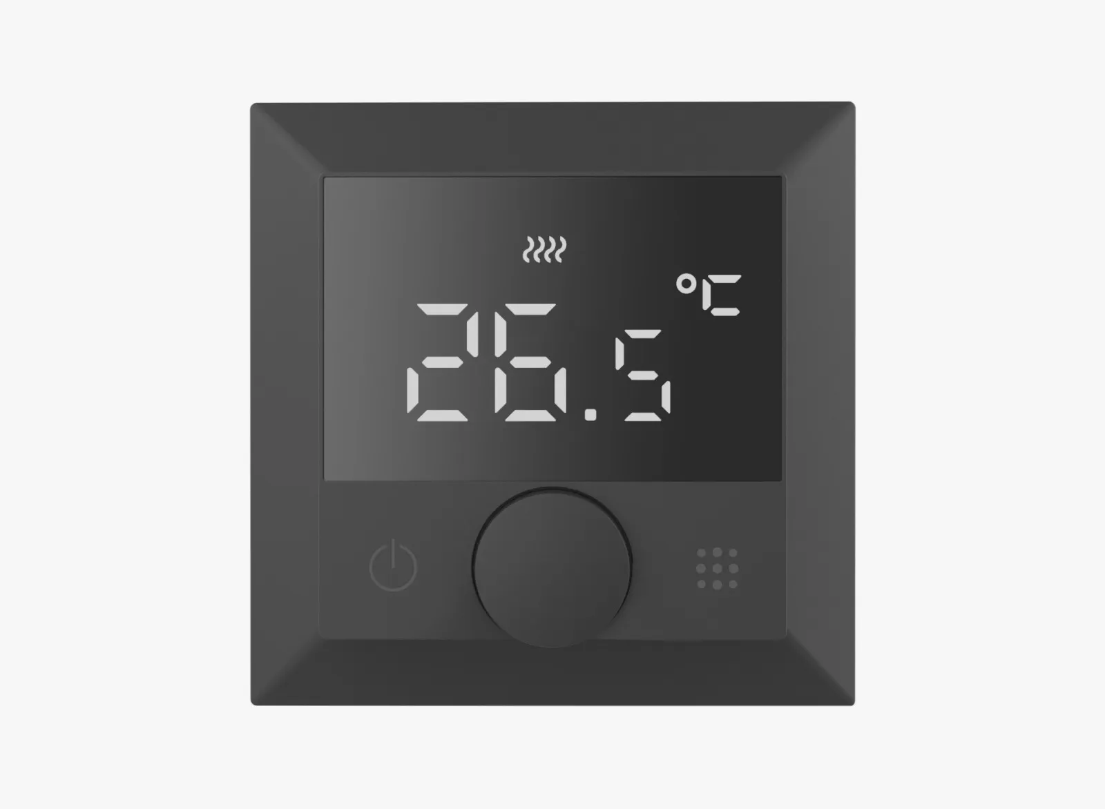 DTEF16BA Термостат с датчиком пола, программируемый, 16 A, 55*55 мм.черный, ручка настройки