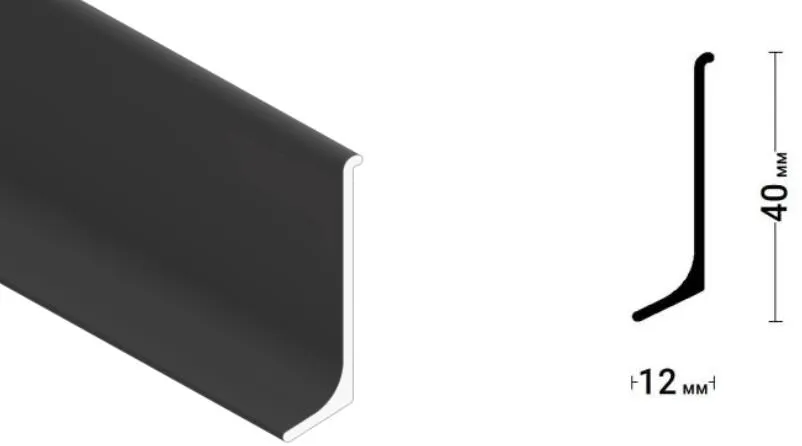 ART-PLINTUS J плинтус накладной 10*40*3000 мм черный мат (AL)