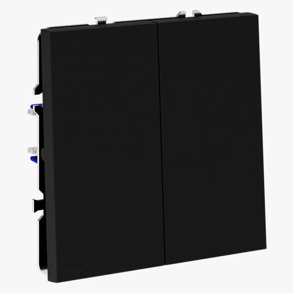 VLS020308 Проходной переключатель встраиваемый VOLTUM S70 двухклавишный 10А, (черный матовый)