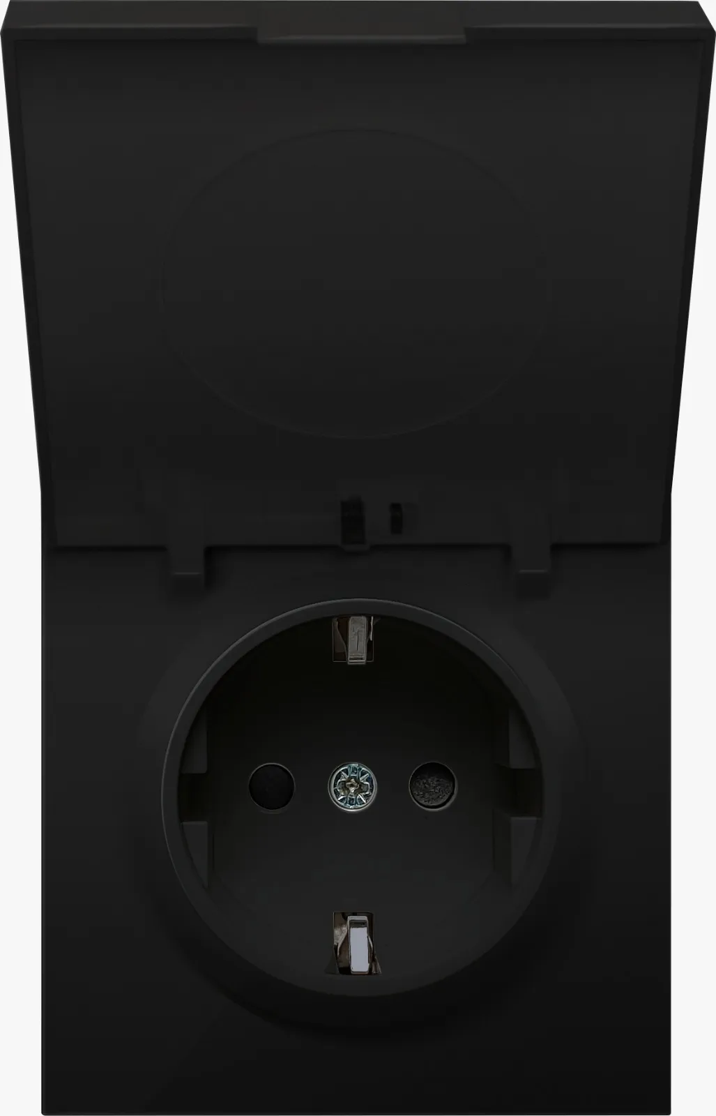 DA52030 Накладка для розетки Schuko с крышкой, 16A 250 В~, матовый карбон, серия R98
