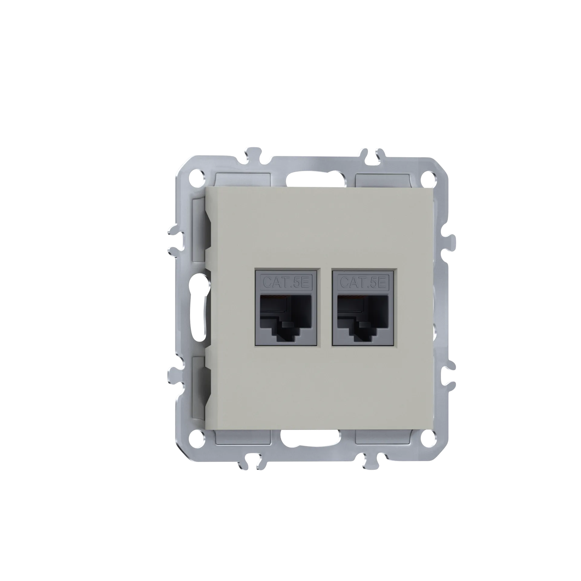 DB16500-DE86935 Компьютерная розетка двойная RJ45 + RJ45 (cat.5/ClassE-8/8), матовый кашемир Donel A07