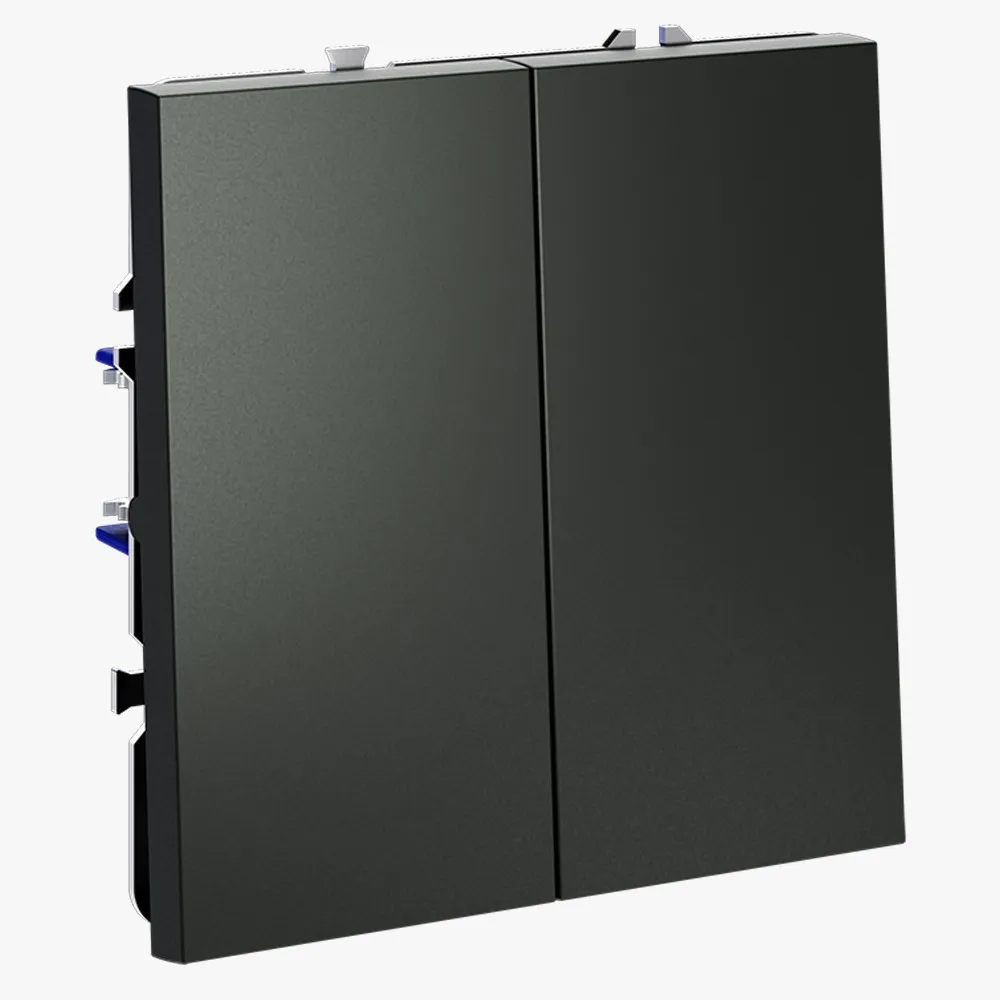 VLS020606 Выключатель с самовозвратом встраиваемый VOLTUM S70 двухклавишный 10А, (титан)