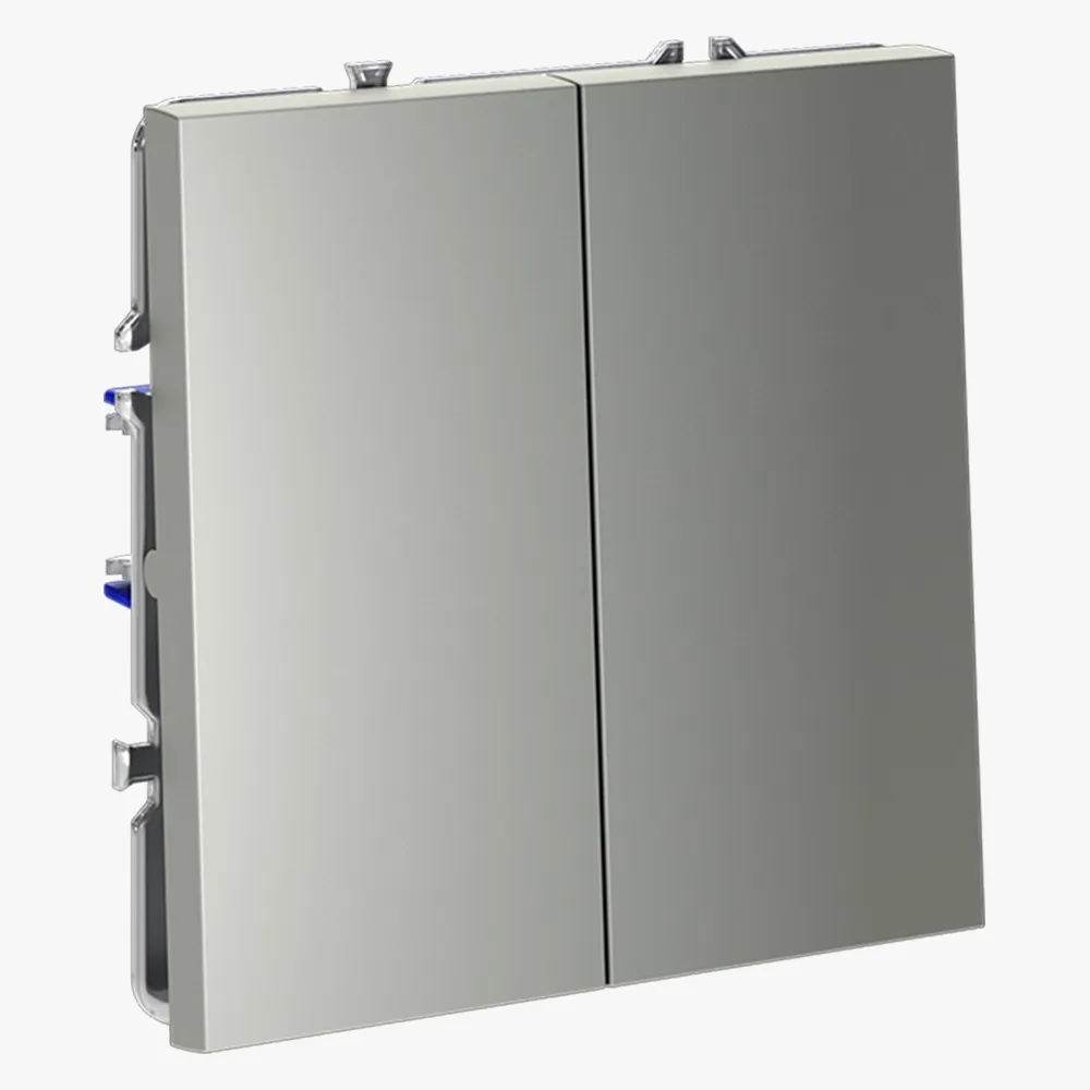 VLS020105 Выключатель встраиваемый VOLTUM S70 двухклавишный 10А, (сталь)