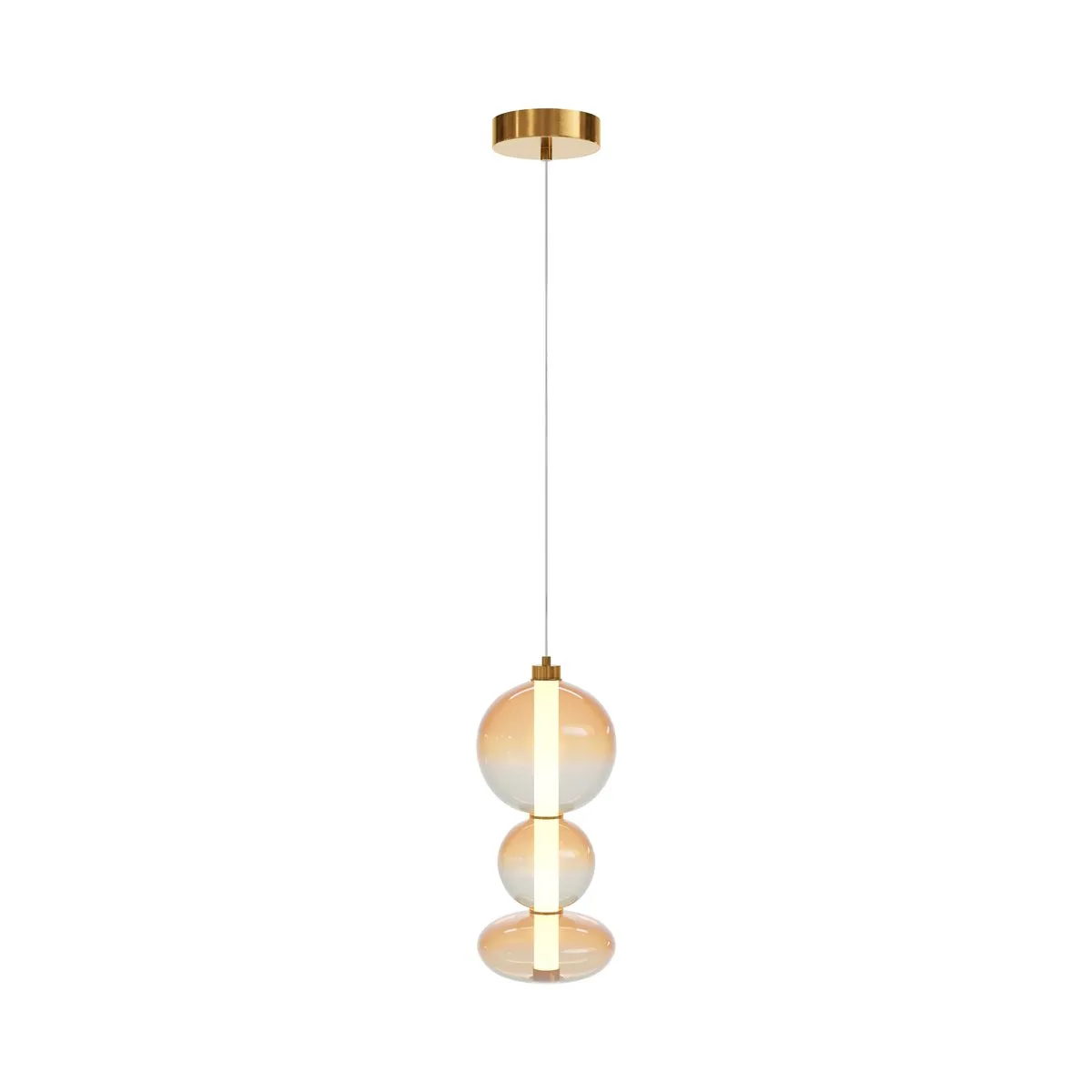 MOD307PL-L24BS3K Подвесной Светильник Modern 3000K 360.0° IP 20 Металл, Стекло LED Латунь Янтарный 24Вт