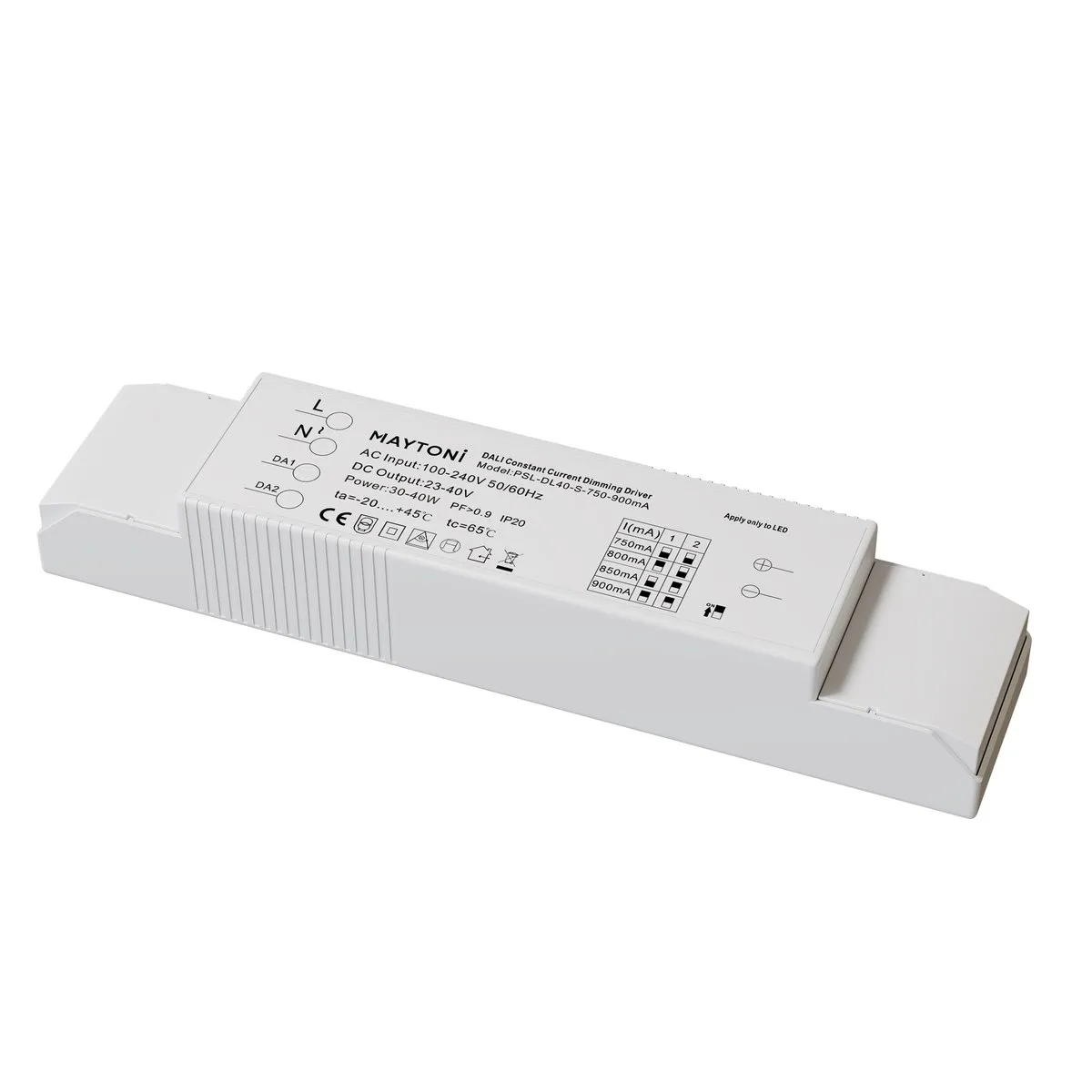 PSL-DL40-S-750-900mA Светильник DALI 0K 36° IP 20 Пластик Белый