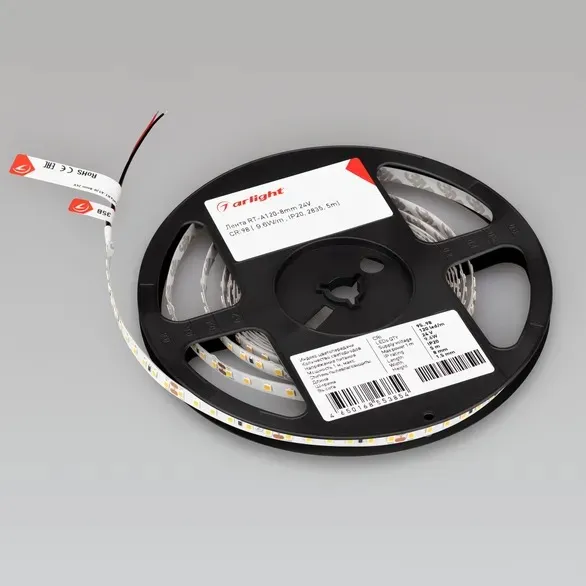 027936(2) Светодиодная лента RT-A120-8mm 24V Warm3000 CRI98 (9.6 W/m, IP20, 2835, 5m) (Arlight, Открытый) 027936(2)
