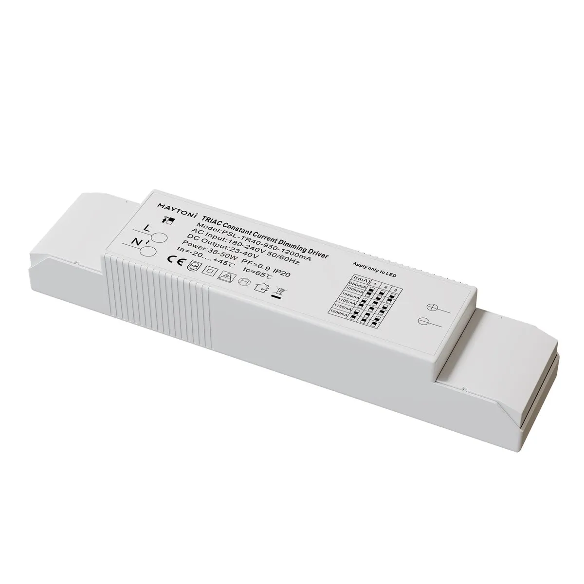 PSL-TR40-950-1200mA Светильник TRIAC 0K 36° IP 20 Пластик Белый 48Вт